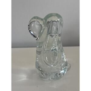 Vintage Hound Dog Crystal Clear Glass Figurine 4" Snoopy Paperweight Antique 80s